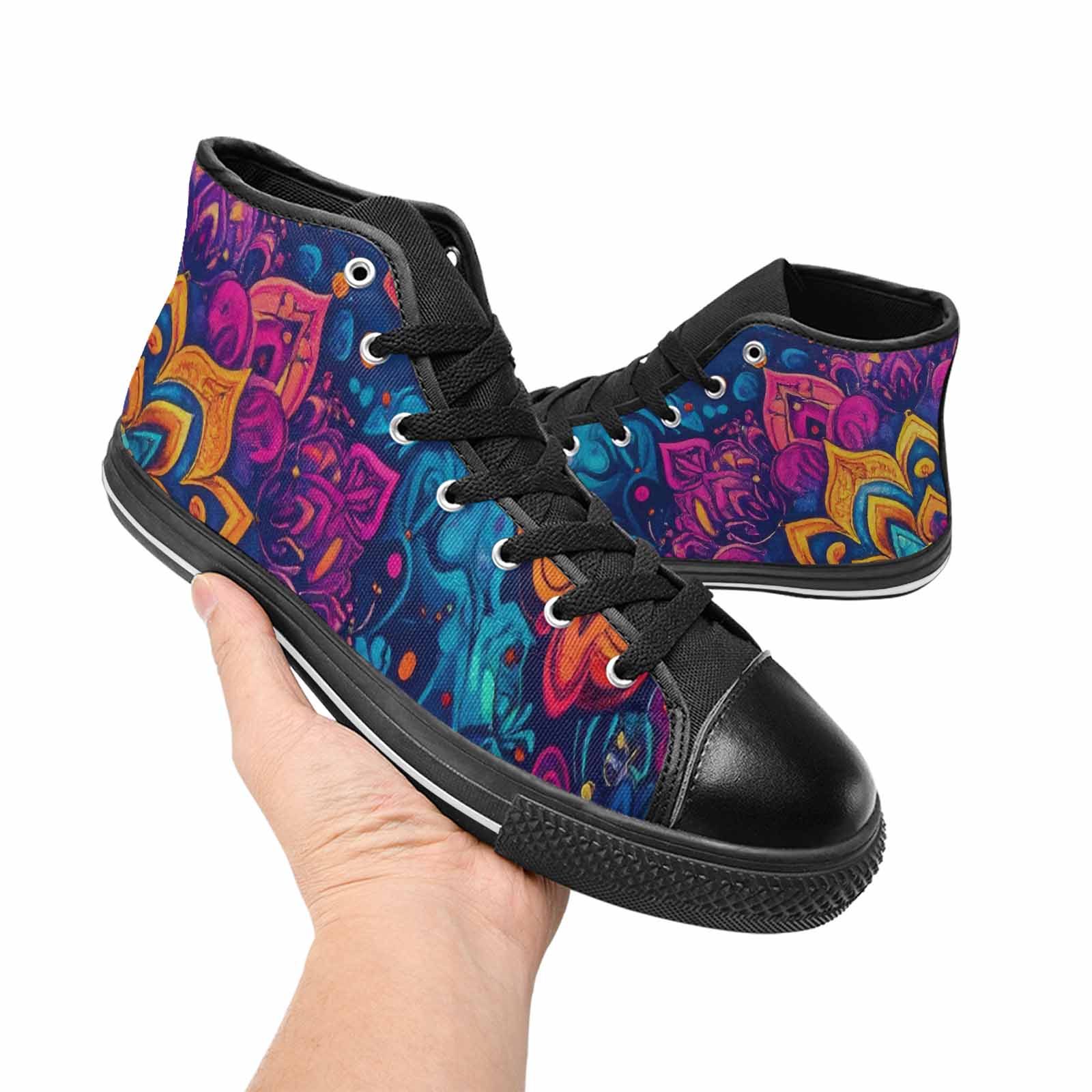WOMEN'S Tie Dye Mandala High Top Canvas Dreamcore Custom Shoes