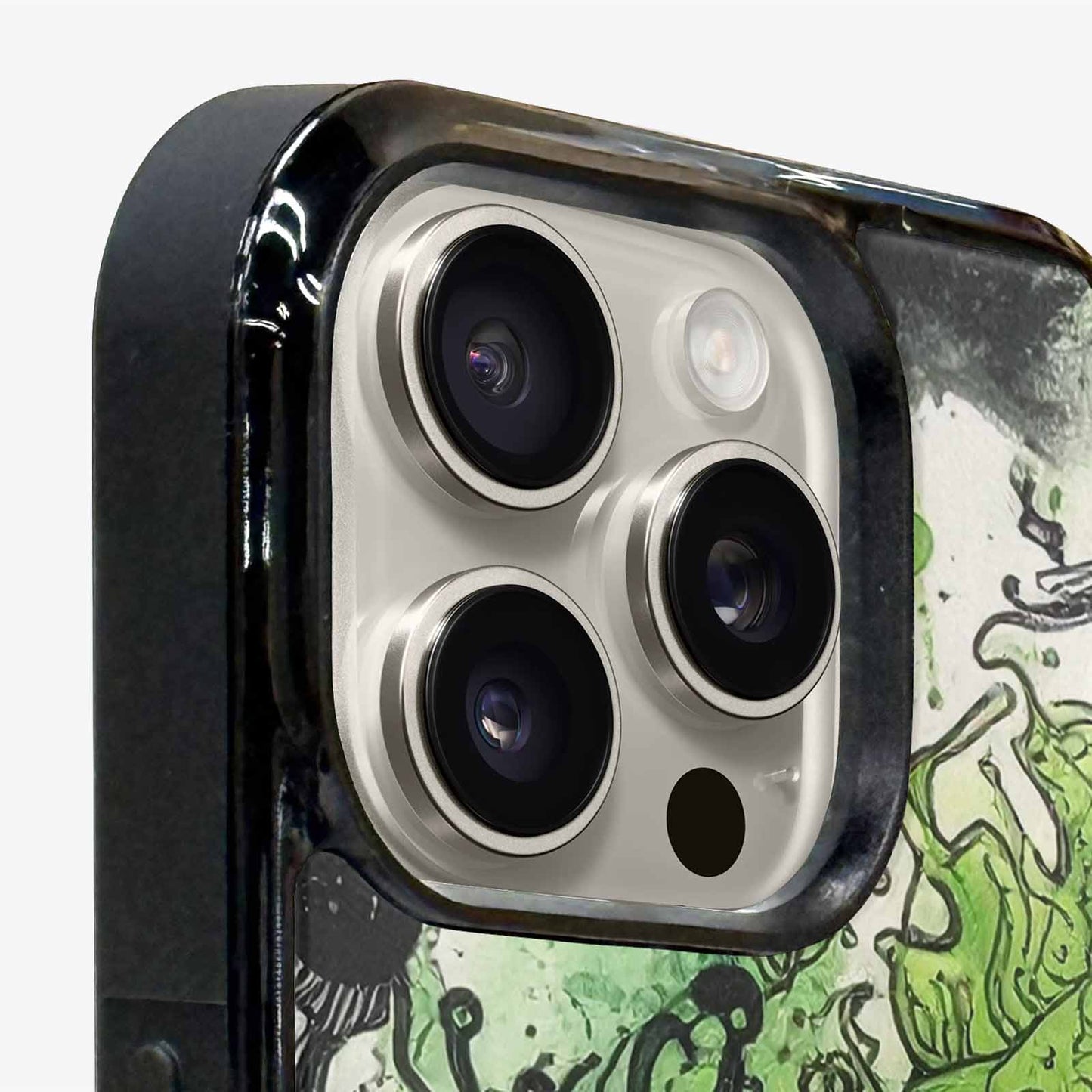 iPhone 16 Pro Case — Sea Creature Burst Black Green Ink, Customized Protective Case