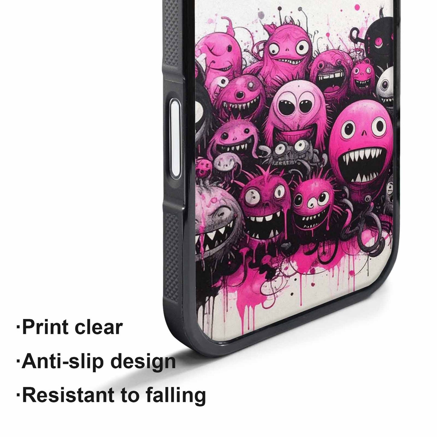 iPhone 17 Pro Case — Monsters General Black Pink Ink Cartoon, Custom Printed Phone Case