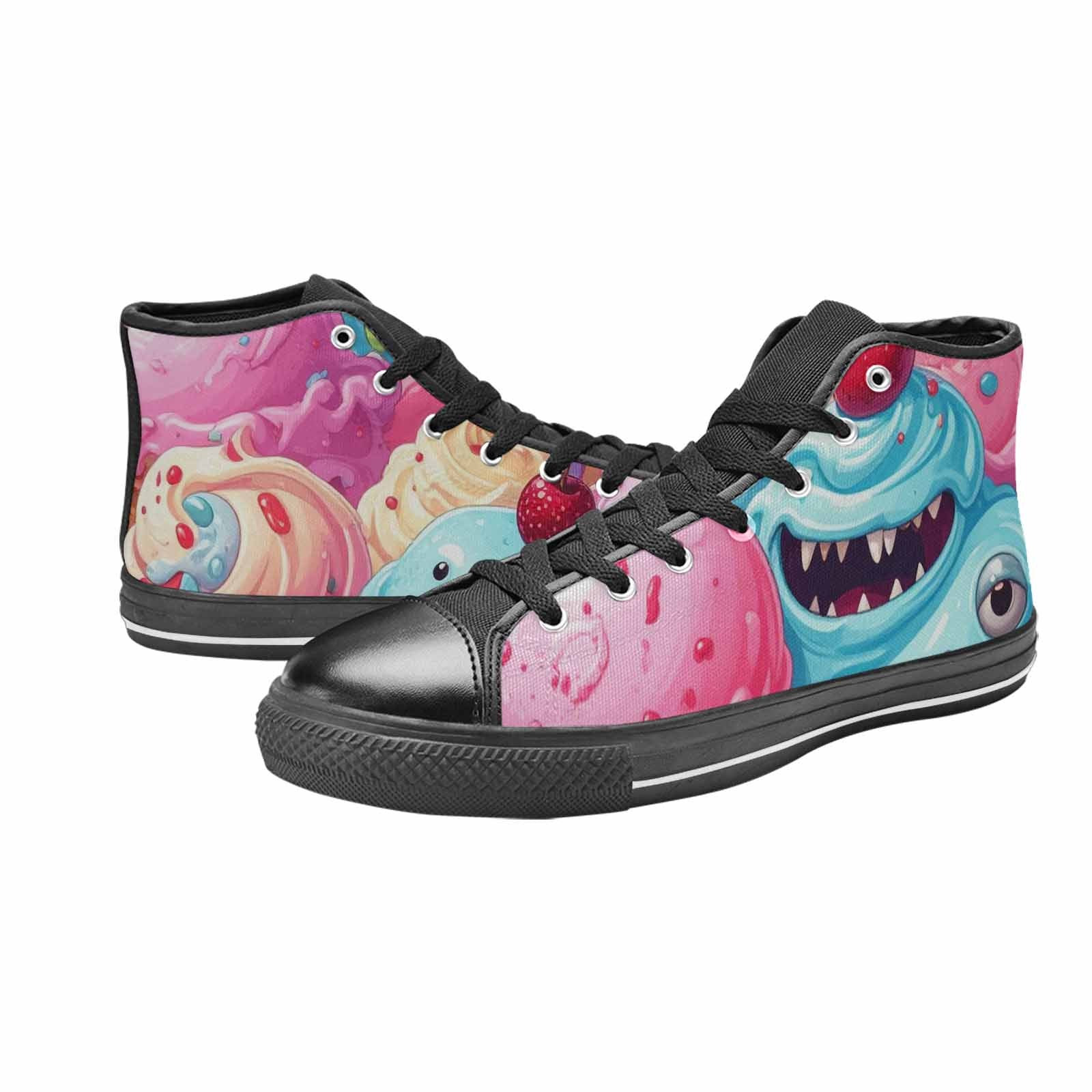 WOMEN'S Melting Icecream Monster Cherry High Top Canvas Aesthetic Sneakers