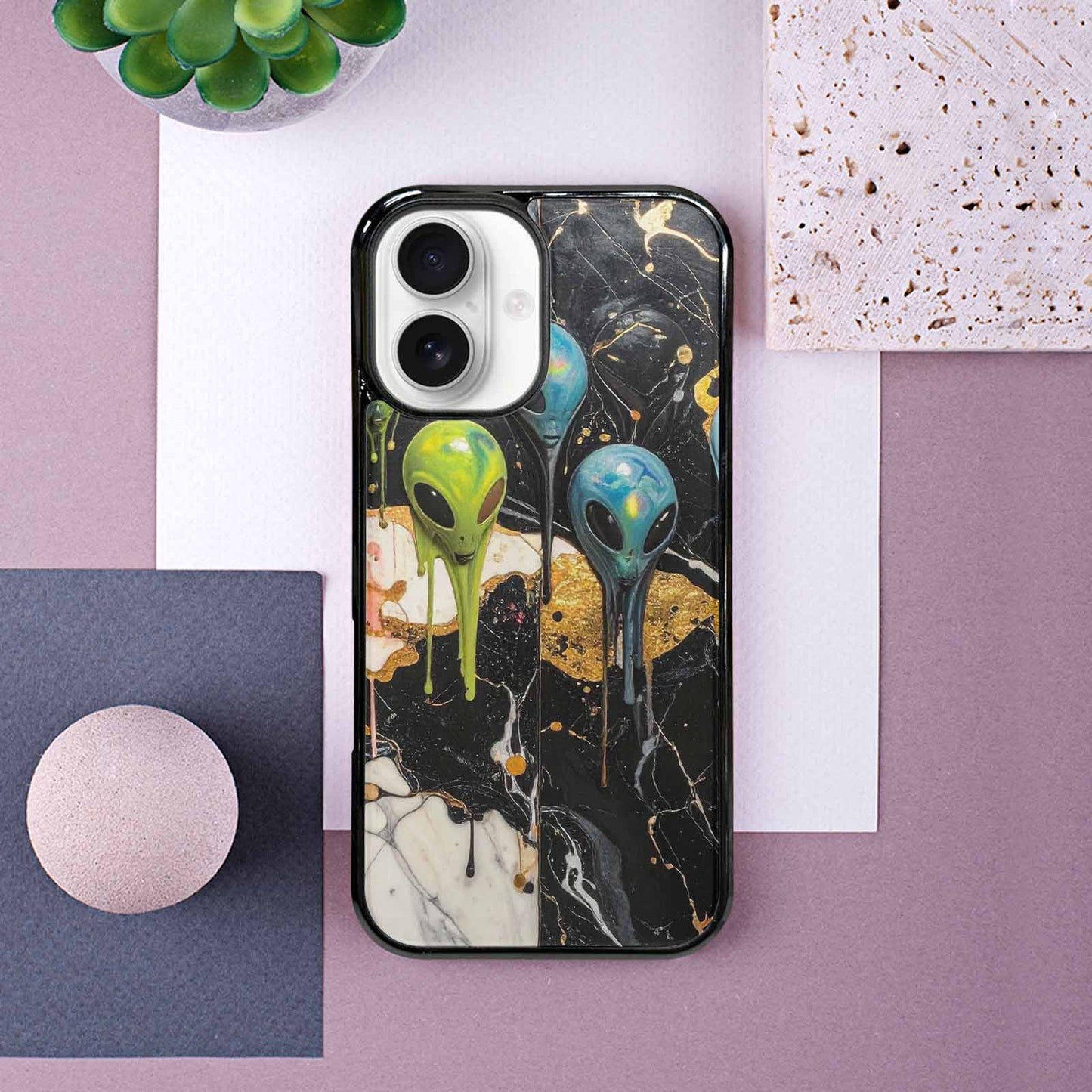iPhone 16 Case — Aliens Marblemelting Aliens Pa F3p, Custom Phone Case