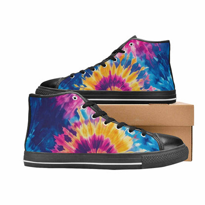 MEN'S Tie Dye Swirl High Top Canvas Cottagecore Custom Sneakers