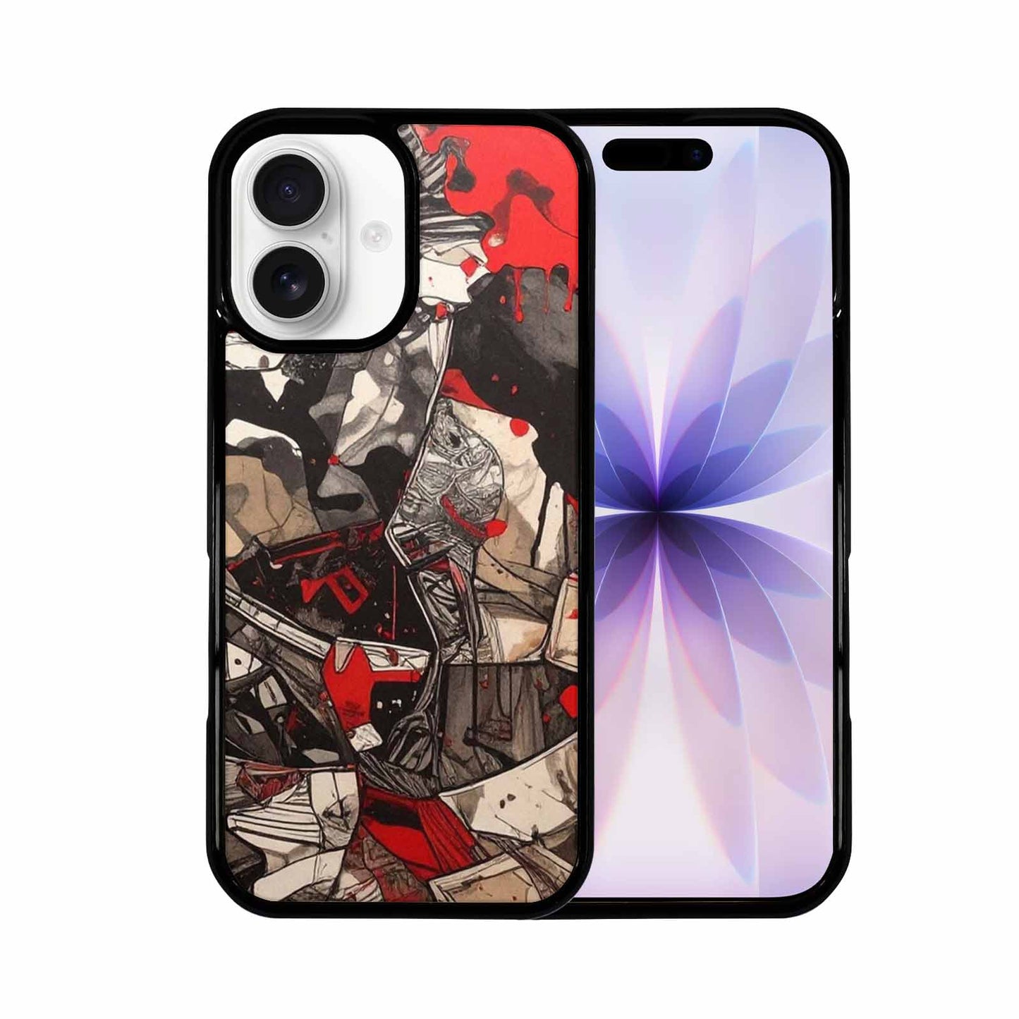 iPhone 17 Case — Black &amp; Red Ink Camo, Customized Protective Case