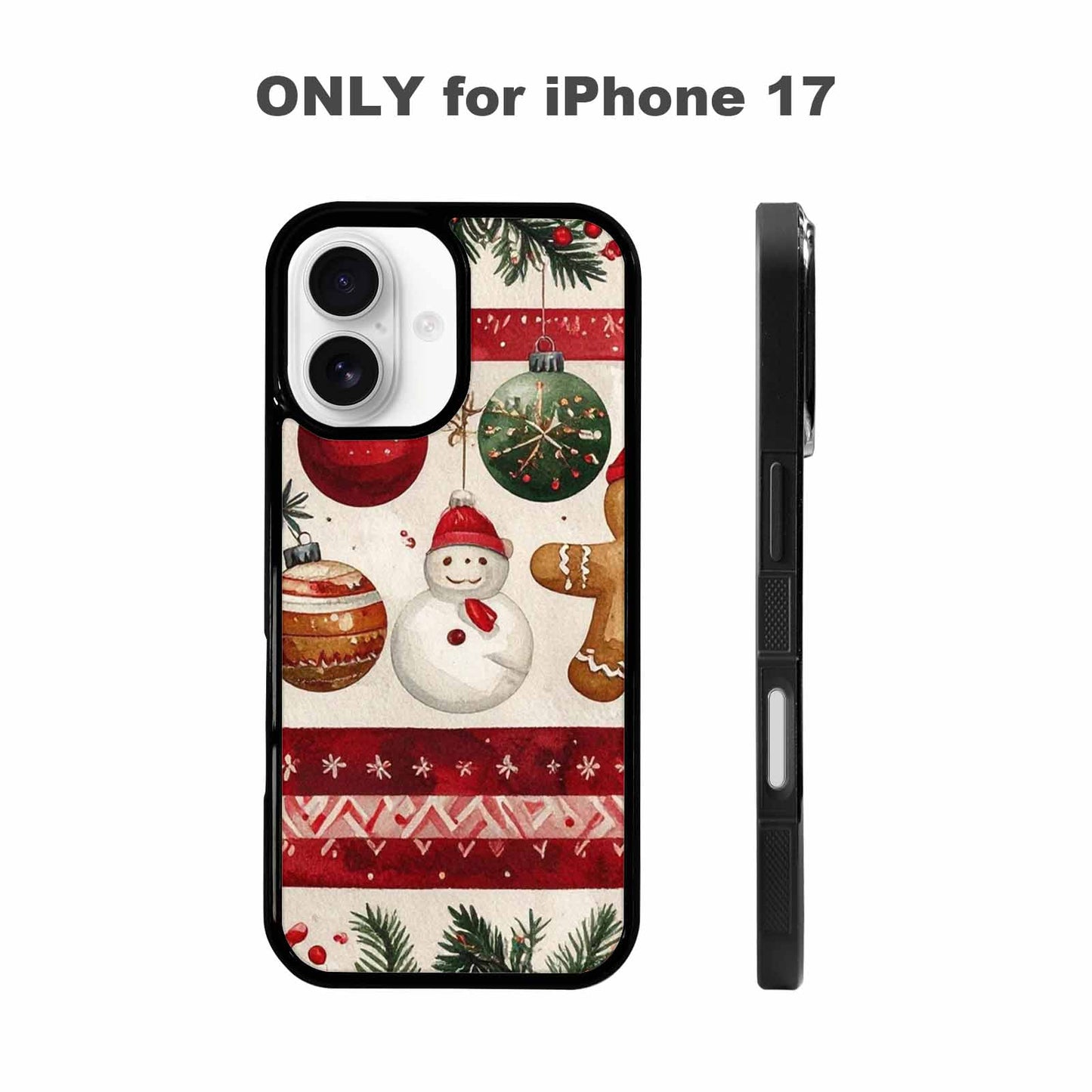 iPhone 17 Case — Small Christmas Holly Snowflake Original Art, Personalized Phone Case