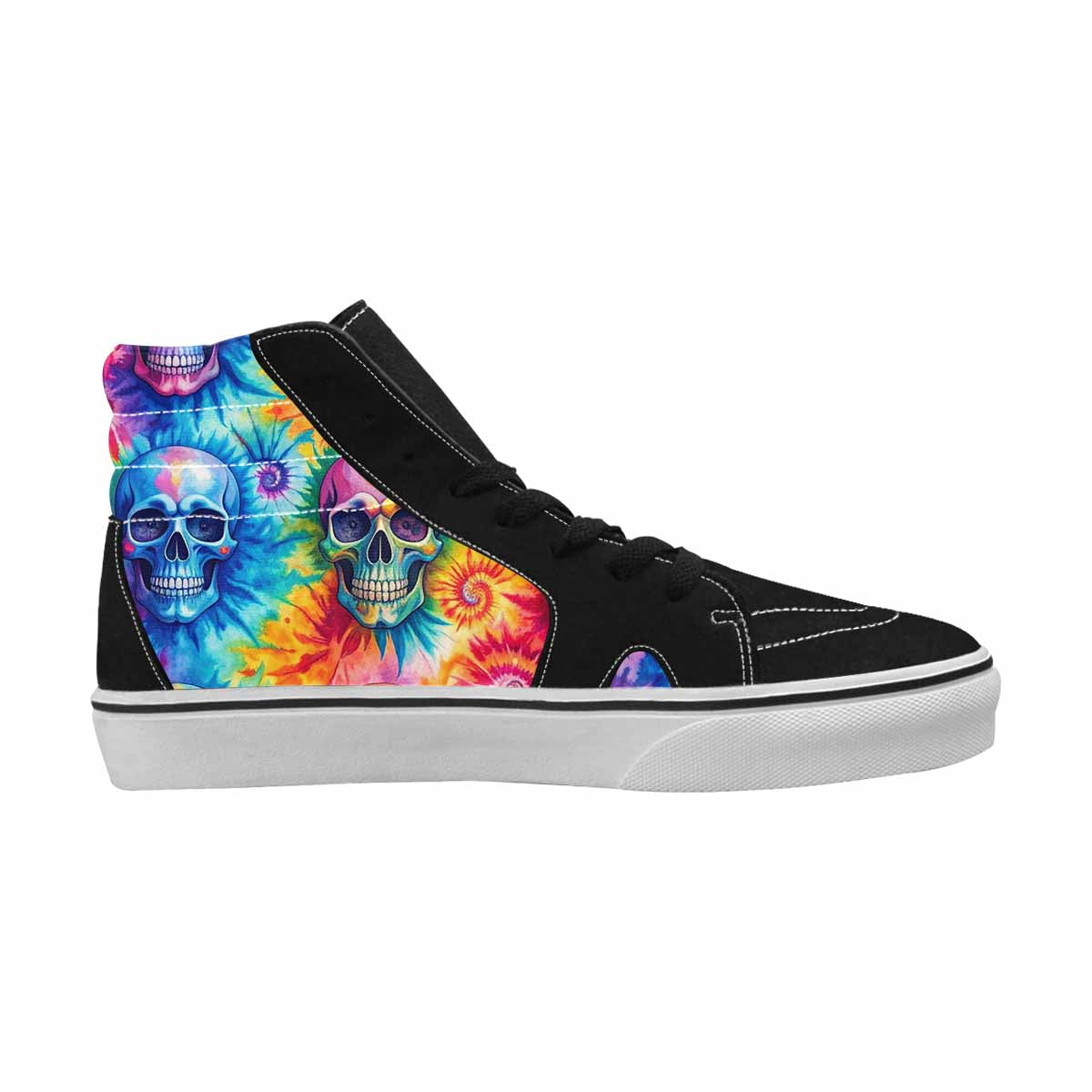 WOMEN'S Tie Dye Skulls Print High Top Canvas Wallpaper Art Custom Sneakers