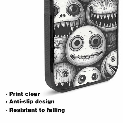 iPhone 15 Case — Black And White Monster Face Collage, Custom Phone Case