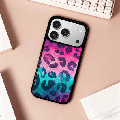 iPhone 17 Pro Case — Leopard Neon Pink Teal Airbrush Animal, Custom Art Phone Cover