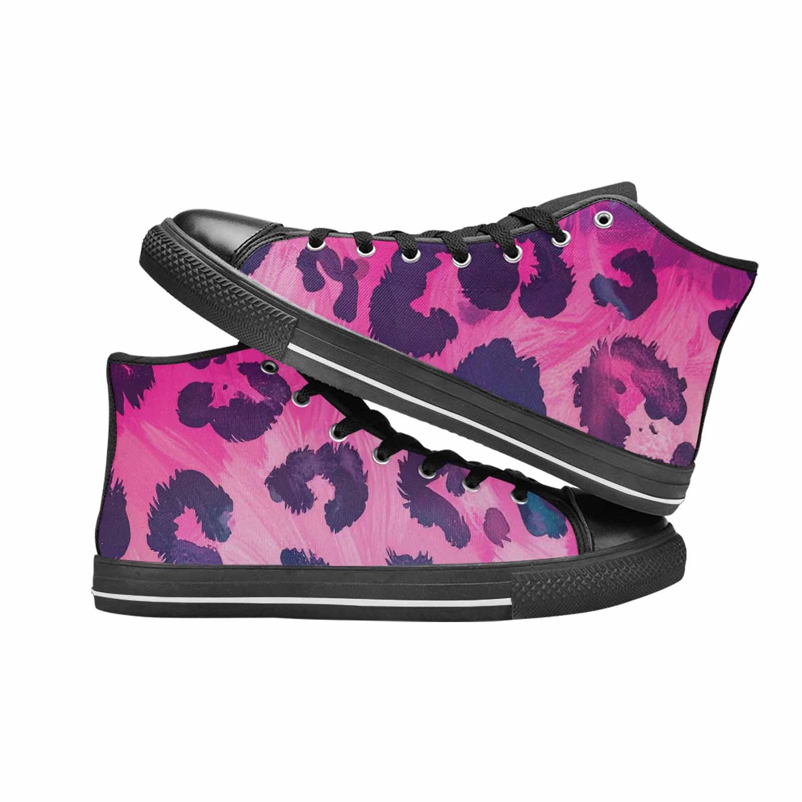 WOMEN'S Leopard Neon Pink Teal Airbrush High Top Canvas Dreamcore Custom Sneakers
