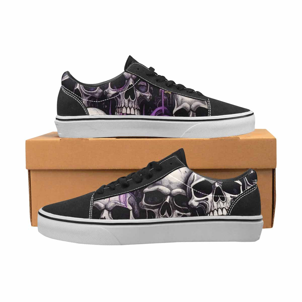 WOMEN'S Rainbow From Skull S Lace-Up Canvas Melting Art Custom Sneakers