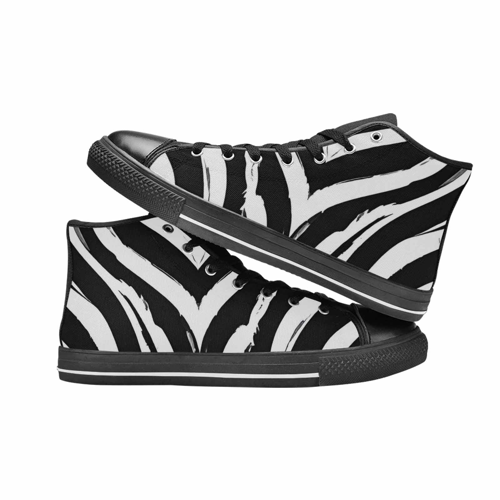 WOMEN'S Classic Zebra Print High Top Canvas Vivid Custom Sneakers