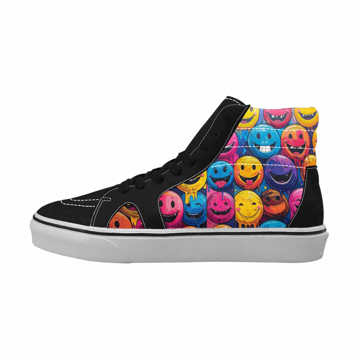 MEN'S Melting Moon Smiley High Top Canvas Surreal Custom Shoes