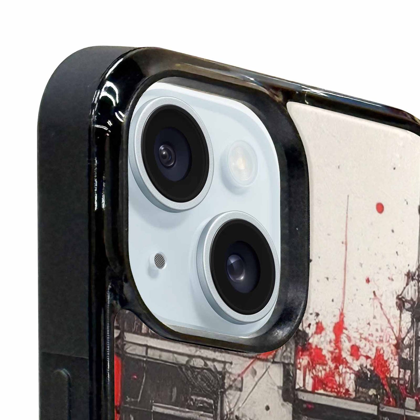 iPhone 15 Case — Liminal Space Fragment Black Red Ink, Custom Phone Case