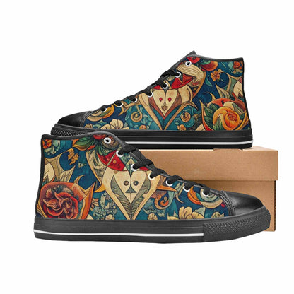 WOMEN'S Old School Tattoo High Top Canvas Surreal Sneakers