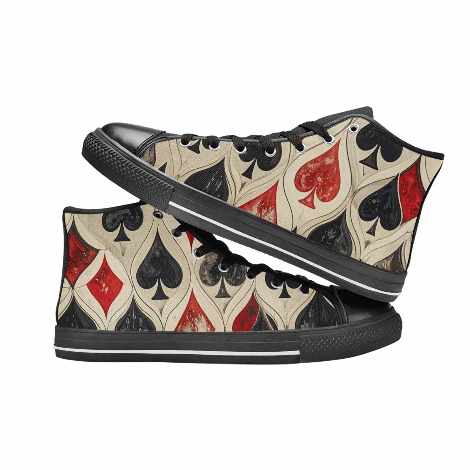 WOMEN'S Playing Card Suit High Top Canvas Neon Fantasy Sneakers