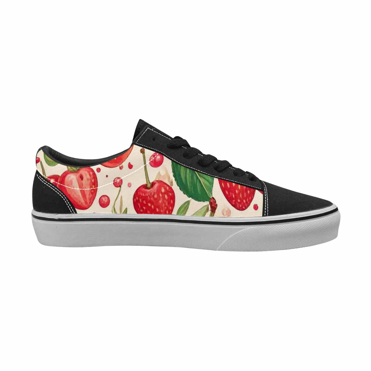 MEN'S Cherry Fruit Print Canvas Lace-Up Grunge Sneakers