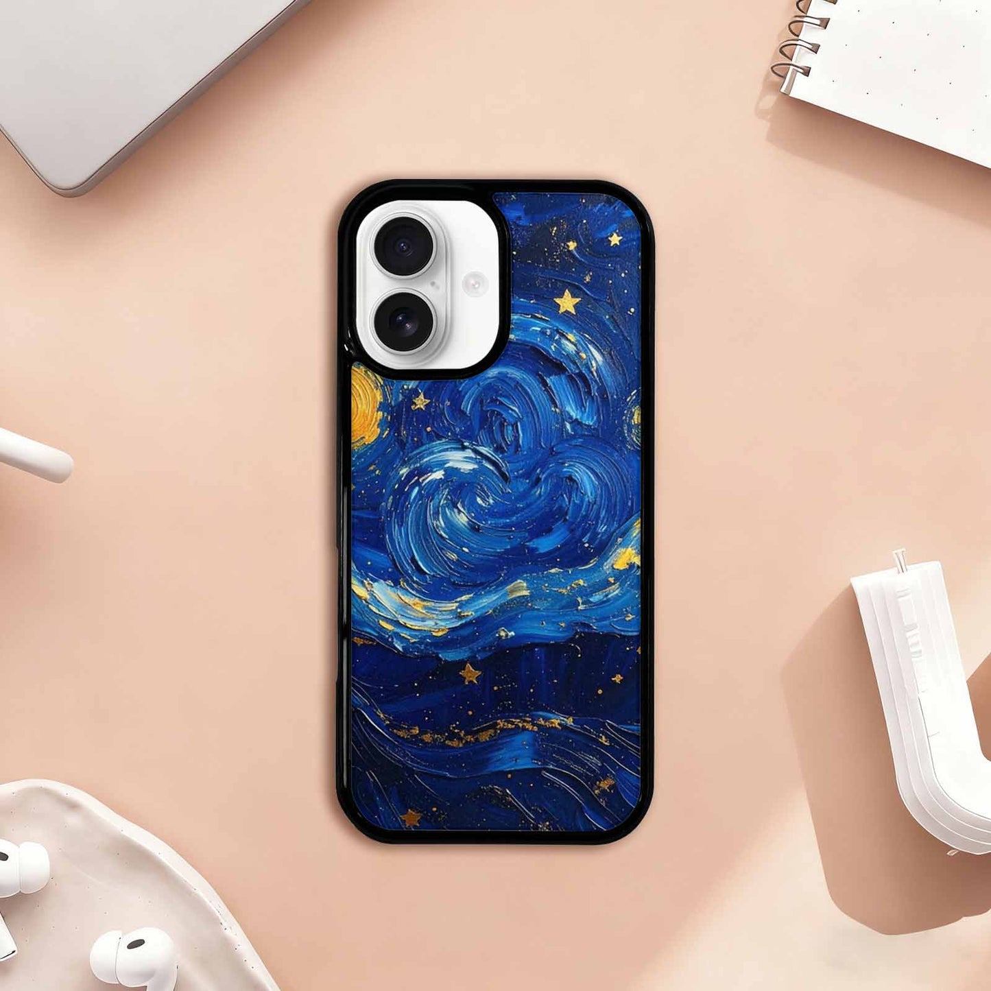 iPhone 17 Case — Swirling Deep Blue Night Galaxy Space, Original Design Phone Case