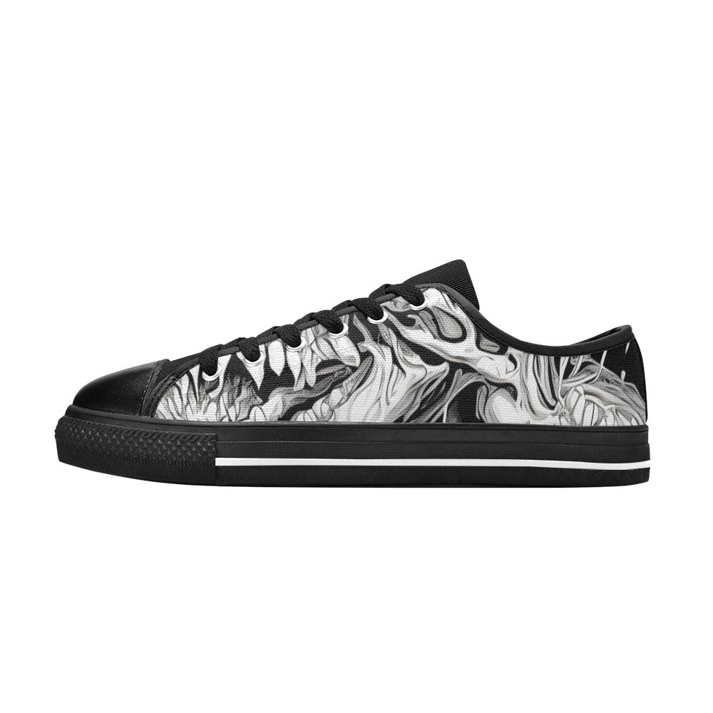 WOMEN'S Cc Demons Grey Canvas Aesthetic Custom Sneakers