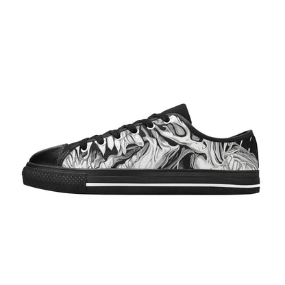 WOMEN'S Cc Demons Grey Canvas Aesthetic Custom Sneakers
