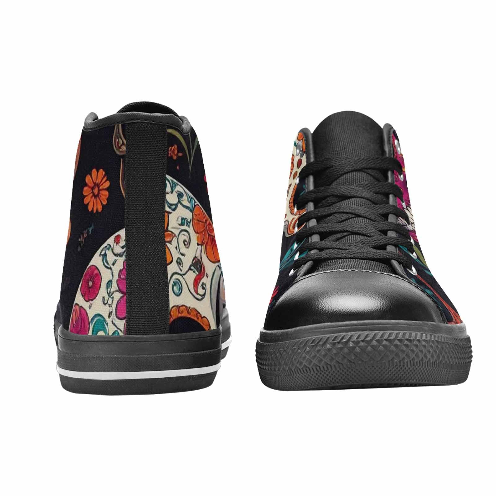 WOMEN'S Dia De Los Muertos Sugar Skull High Top Canvas Dark Academia Custom Sneakers