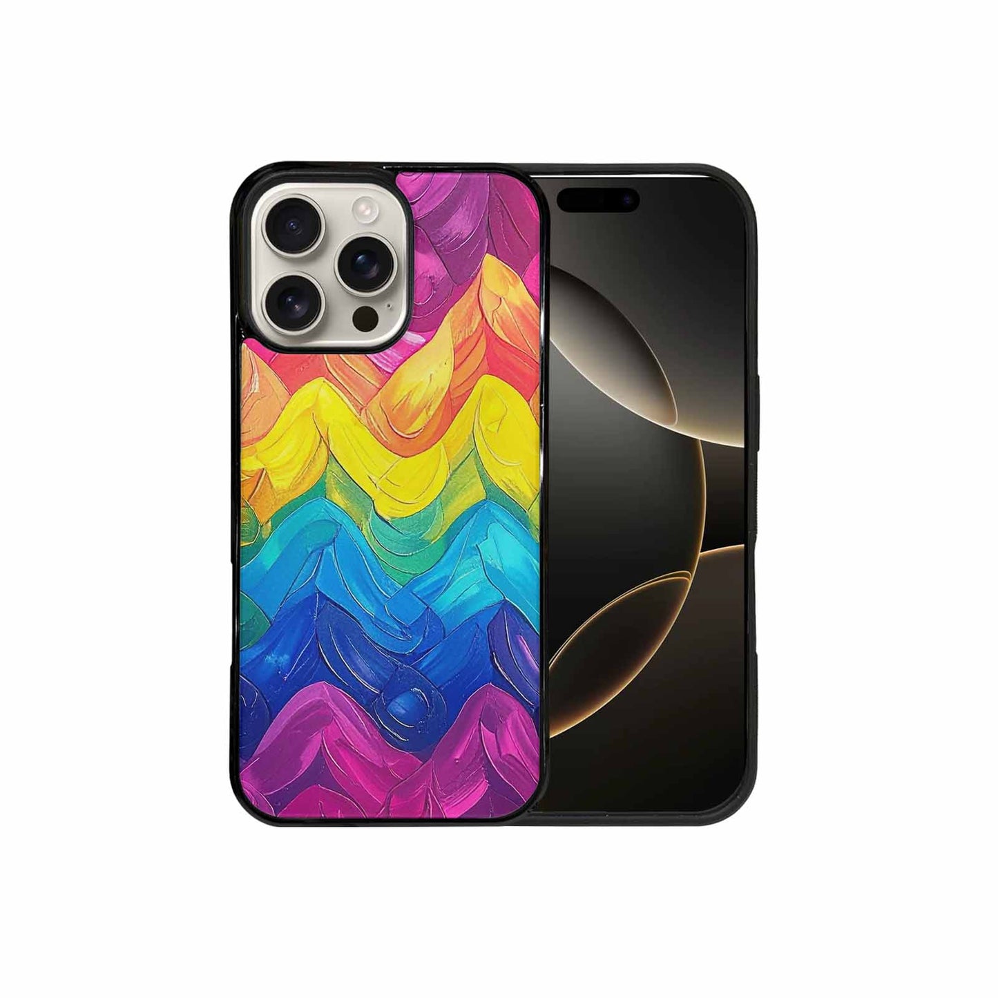 iPhone 16 Pro Max Case — Pansexual Flag Color Theme Small Rainbow, Original Design Phone Case