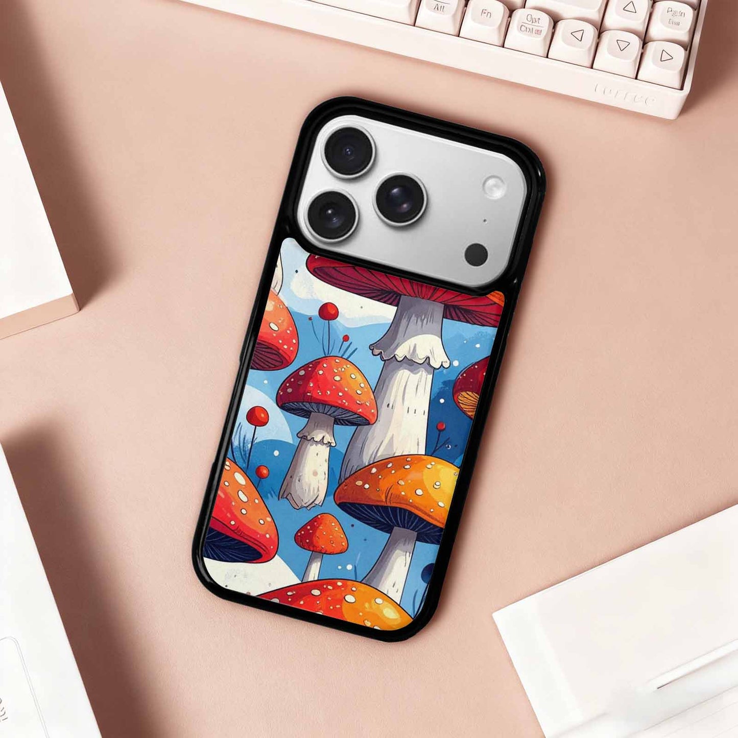 iPhone 17 Pro Case — Vivid Winter Mushroom Seamless Cartoon Cute, Custom Print Case Cover