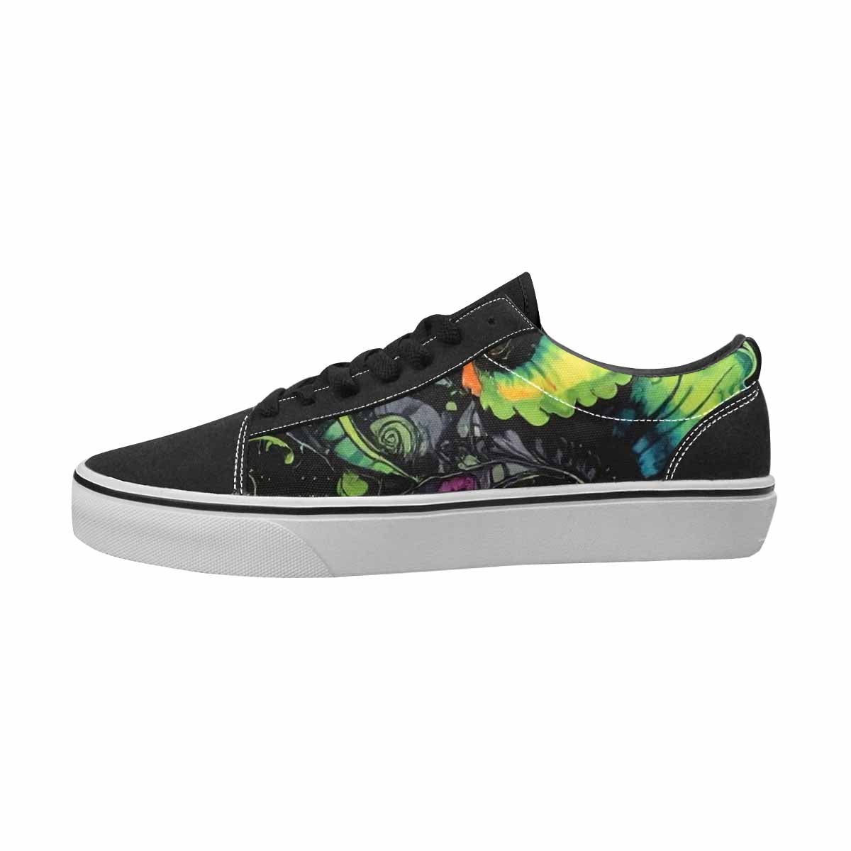 WOMEN'S Tie Dye Black & Green Ink Canvas Statement Vibrant Chaos Customized Sneakers
