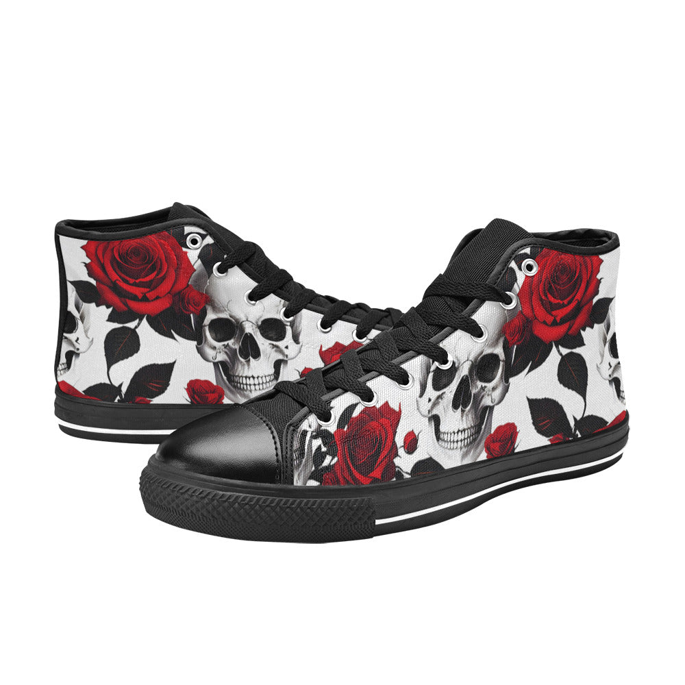 MEN'S Skulls Roses Deluxe 3 High Top Canvas Y2K Custom Shoes