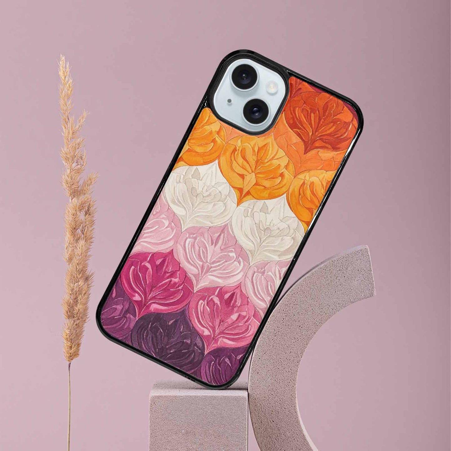 iPhone 15 Plus Case — Lesbian Flag Color Theme Small Rainbow, Custom Made Phone Cover