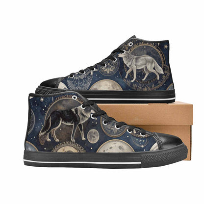 WOMEN'S Wolves Everywhere Collage High Top Canvas Dark Academia Sneakers