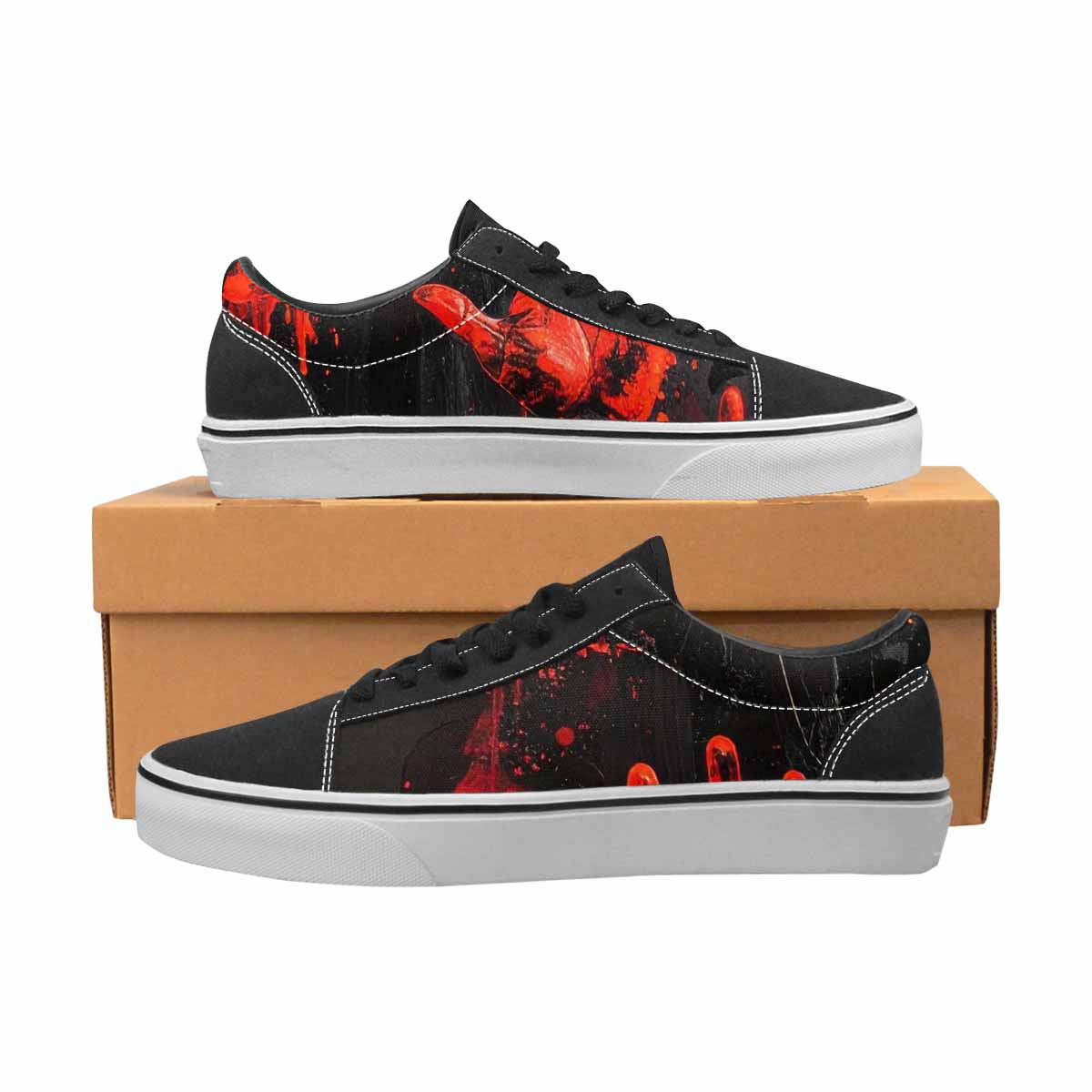 WOMEN'S Halloween Splatter Handprint Canvas Lace-Up Vivid Sneakers
