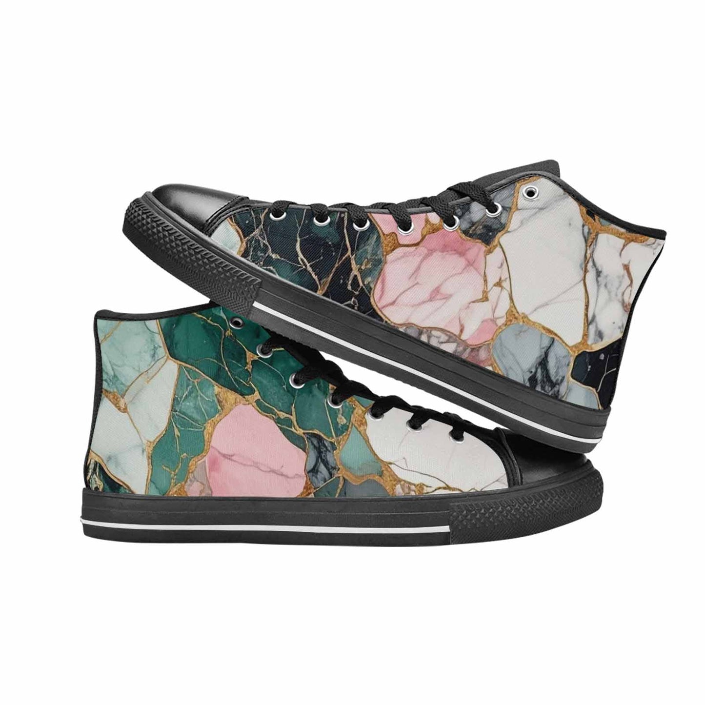 WOMEN'S Marble Stone Texture High Top Canvas Y2K Shoes
