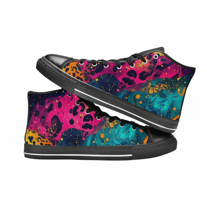 WOMEN'S Leopard Print Galaxy High Top Canvas Dark Academia Custom Shoes