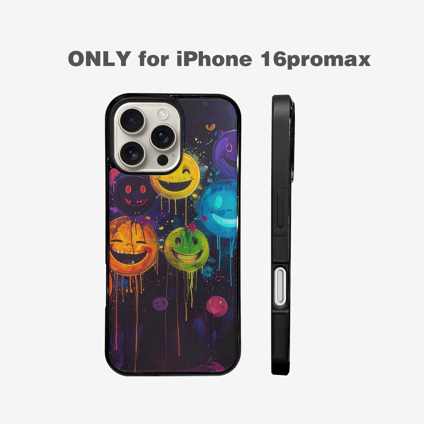 iPhone 16 Pro Max Case — Smiley Faces Glow Smiley Faces Pattern, Personalized Phone Case