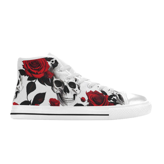 WOMEN'S Skulls Roses Deluxe 3 High Top Canvas Neon Fantasy Shoes