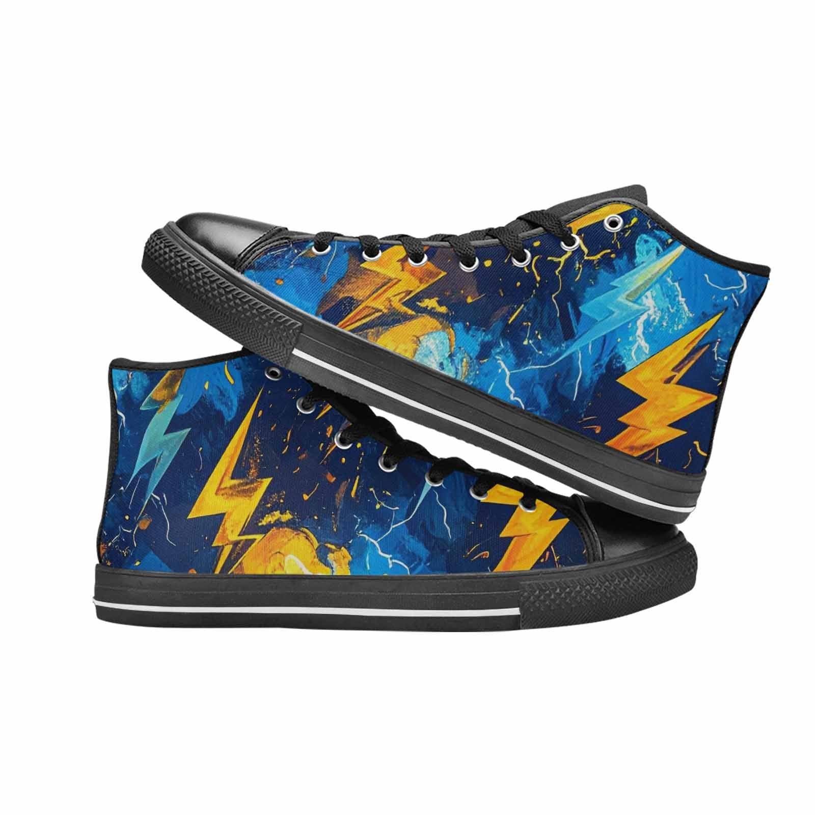 WOMEN'S Lightning Bolt High Top Canvas Grunge Sneakers