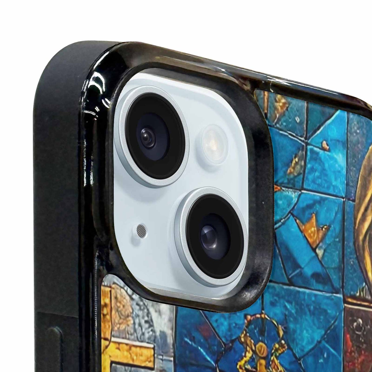 iPhone 15 Plus Case — Jesus Face Small Cross And Faith, Personalized Phone Case