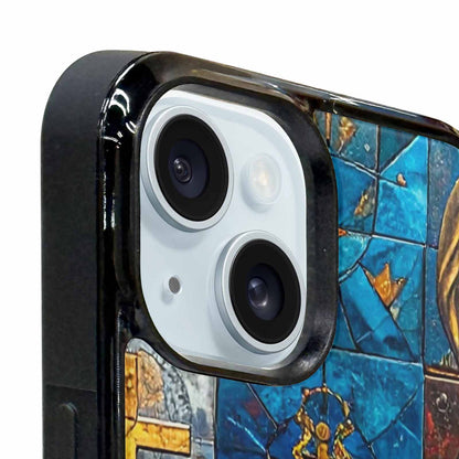 iPhone 15 Plus Case — Jesus Face Small Cross And Faith, Personalized Phone Case
