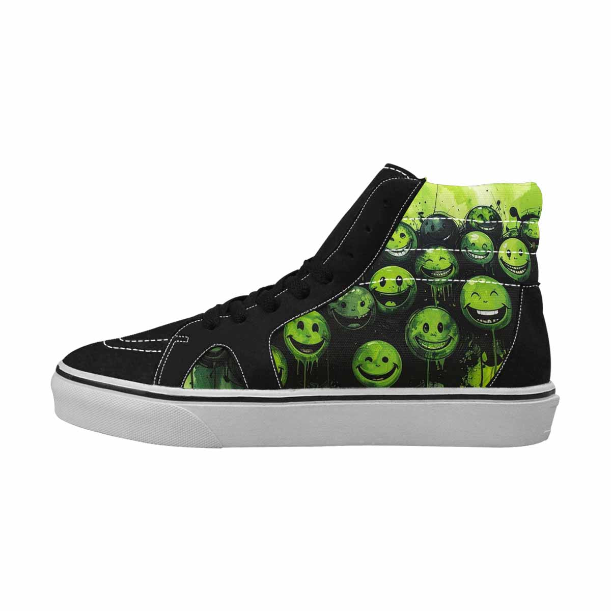 MEN'S Melting Moon Smiley High Top Canvas Vivid Custom Sneakers
