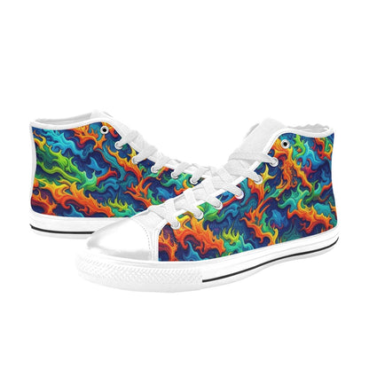 WOMEN'S Psychedelic Camo Rhythm High Top Canvas Neon Fantasy Shoes