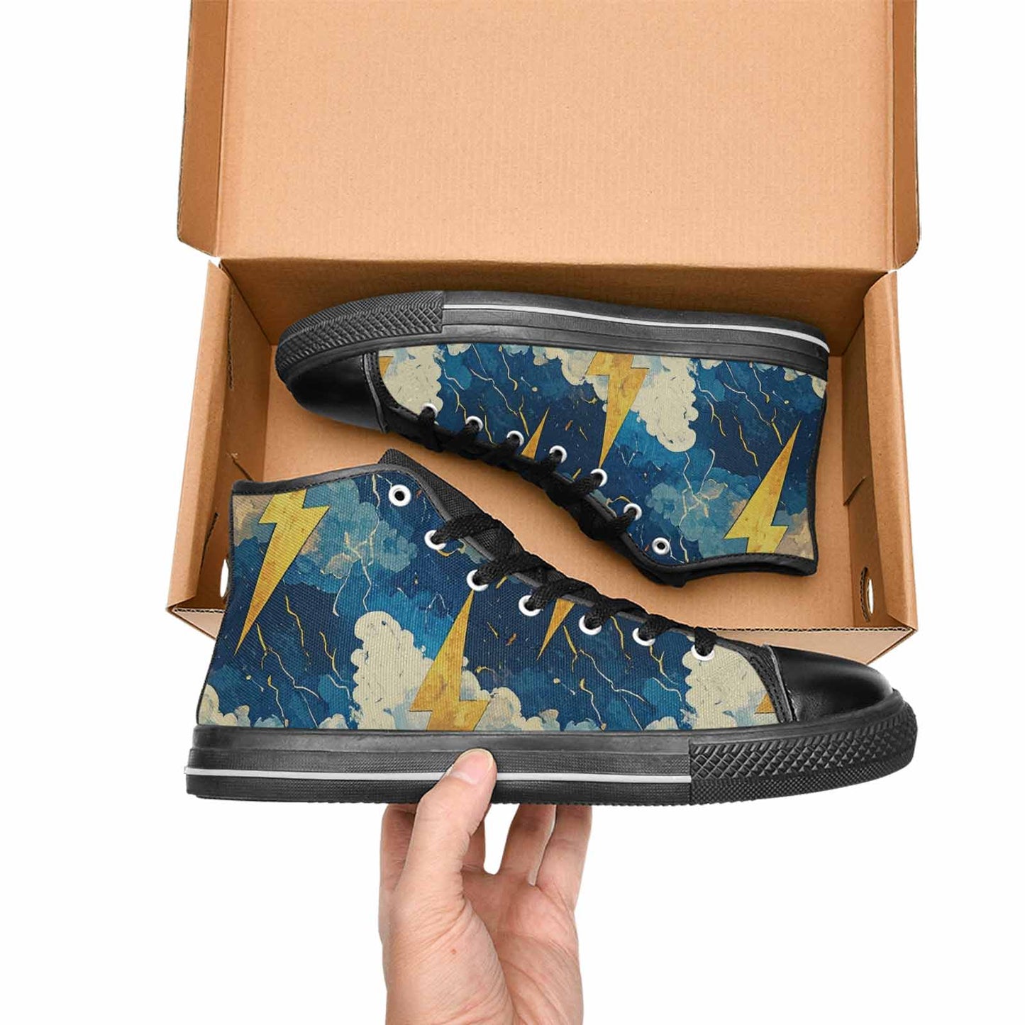 MEN'S Lightning Bolt High Top Canvas Cottagecore Custom Shoes