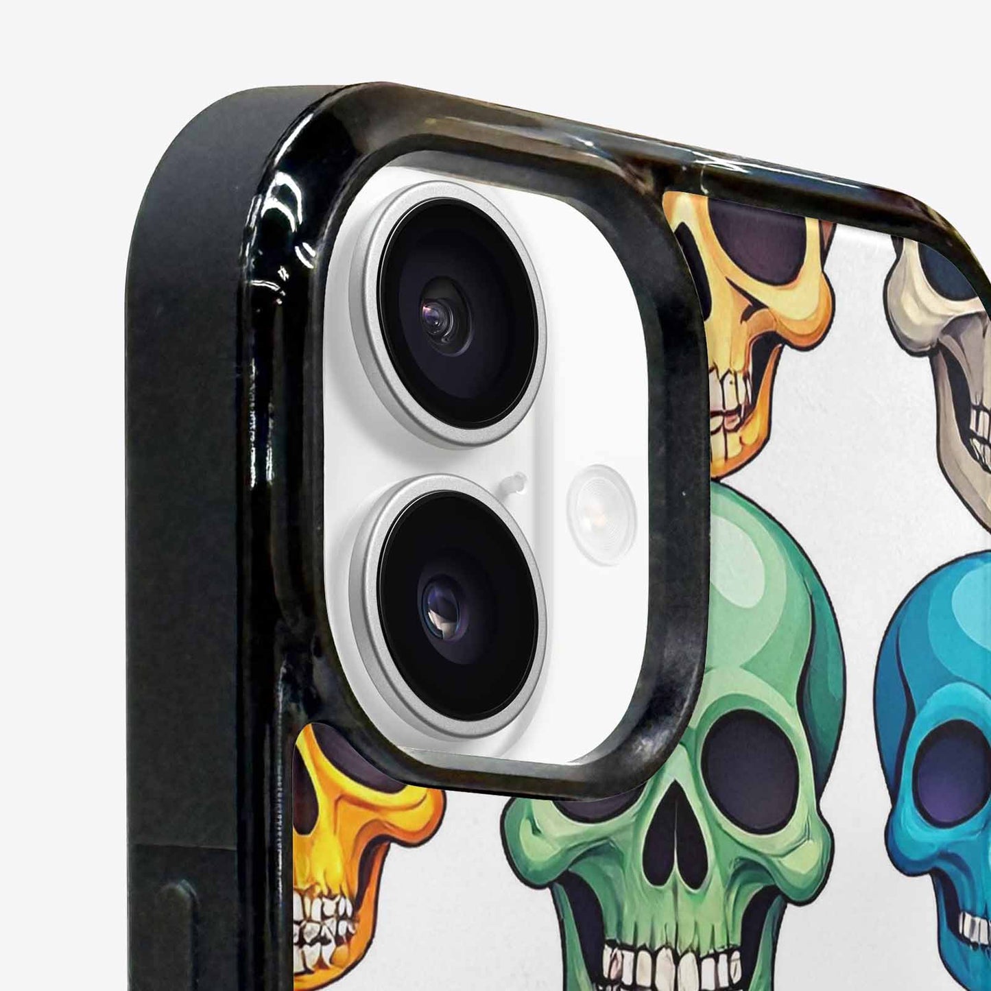 iPhone 16 Plus Case — Vibrant Skull Seamless, Custom Phone Case