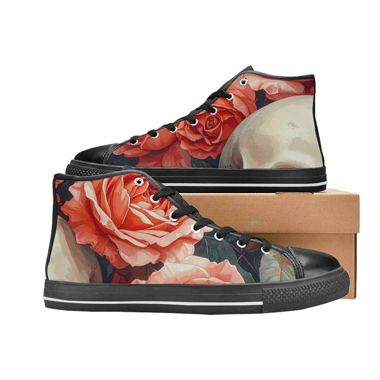 MEN'S Skulls Roses Soft Airbrush High Top Canvas Y2K Custom Sneakers
