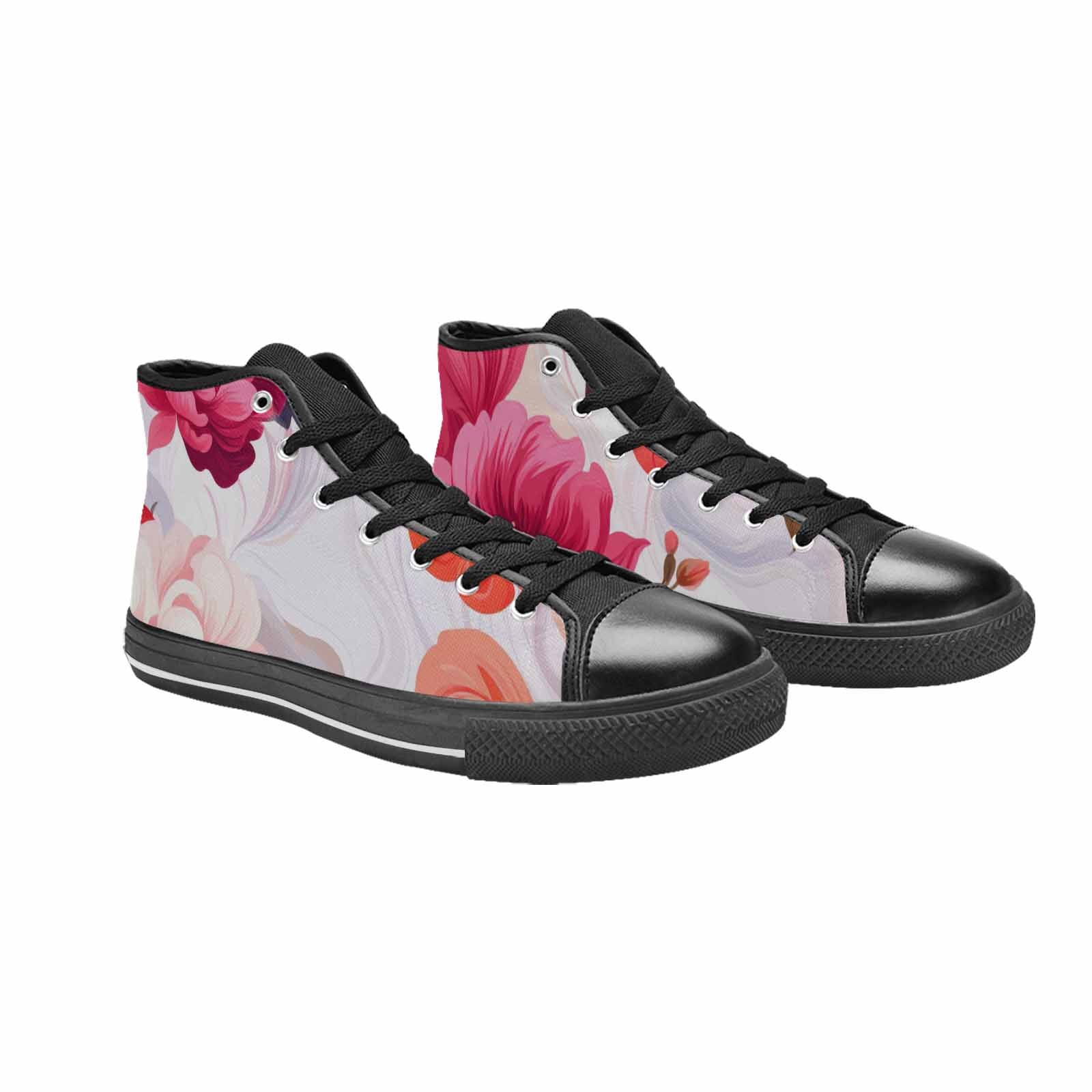 WOMEN'S Marble Floral High Top Canvas Neon Fantasy Shoes