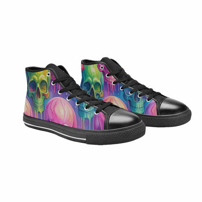 WOMEN'S Candy Color Dripping Skulls High Top Canvas Surreal Shoes