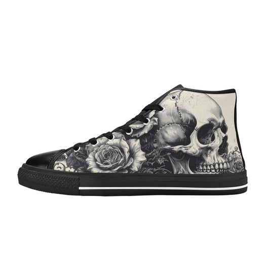 Dark Sugar Skull Men's Gothic Art High Top Canvas Shoes | Freaky Shoes®