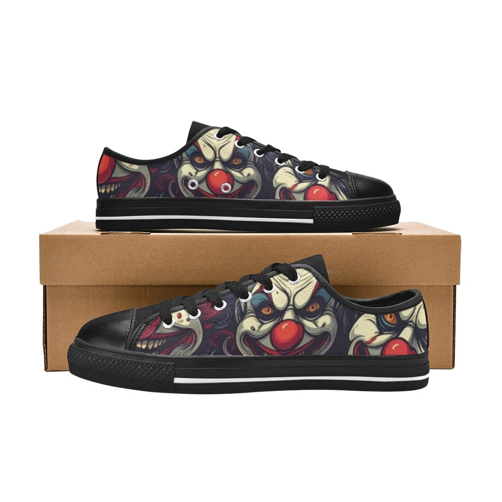 WOMEN'S Evil Clowns Heads Faces Canvas Surreal Shoes