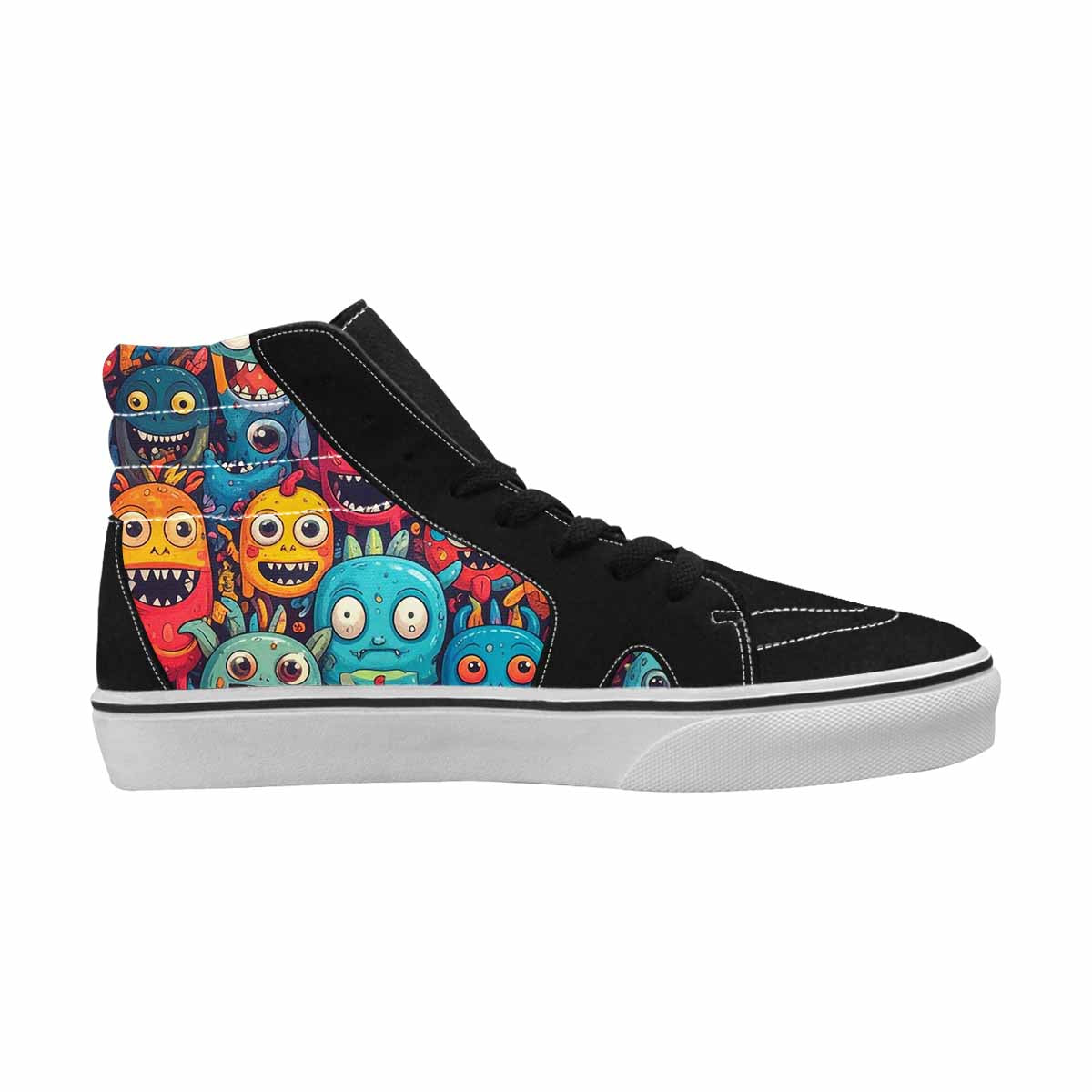 WOMEN'S Cartoon Monster Character High Top Canvas Vibrant Chaos Custom Sneakers