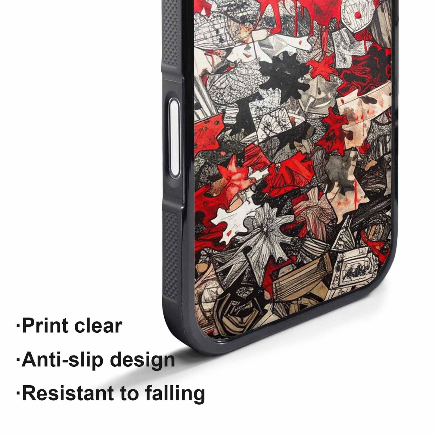 iPhone 17 Pro Case — Black Red Ink Camo Patches Camo, Custom Print Case Cover