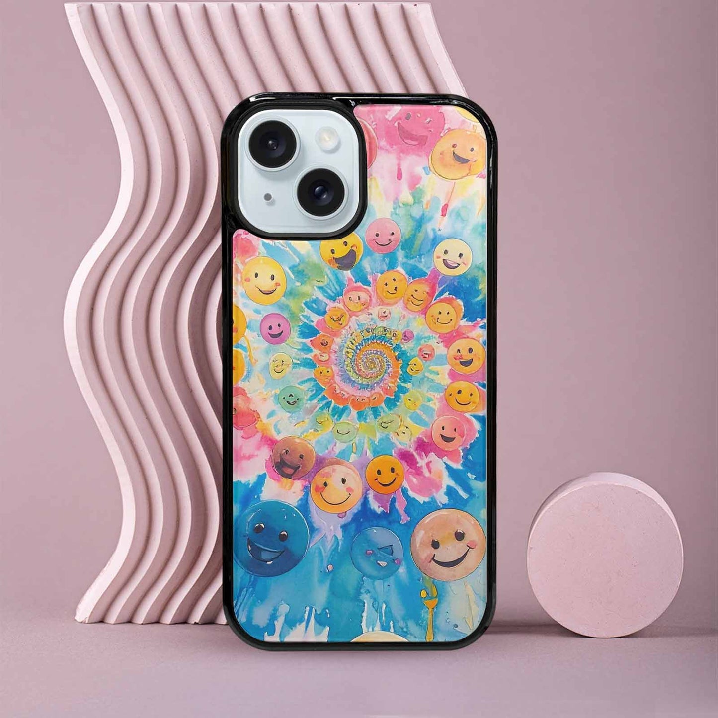 iPhone 15 Case — Smiley Facessmiley Faces Tie D, Custom Designed Case Cover