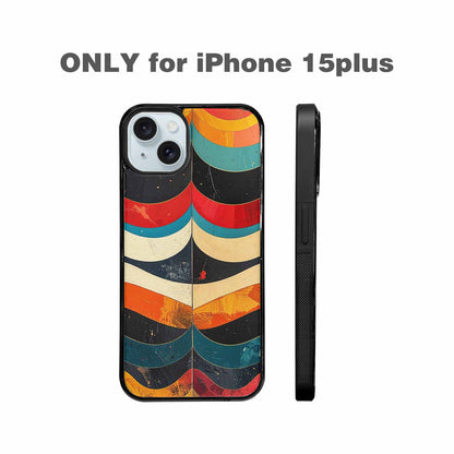 iPhone 15 Plus Case — Retro Wave Scallop Stripe Small Wavy, Custom Made Phone Cover